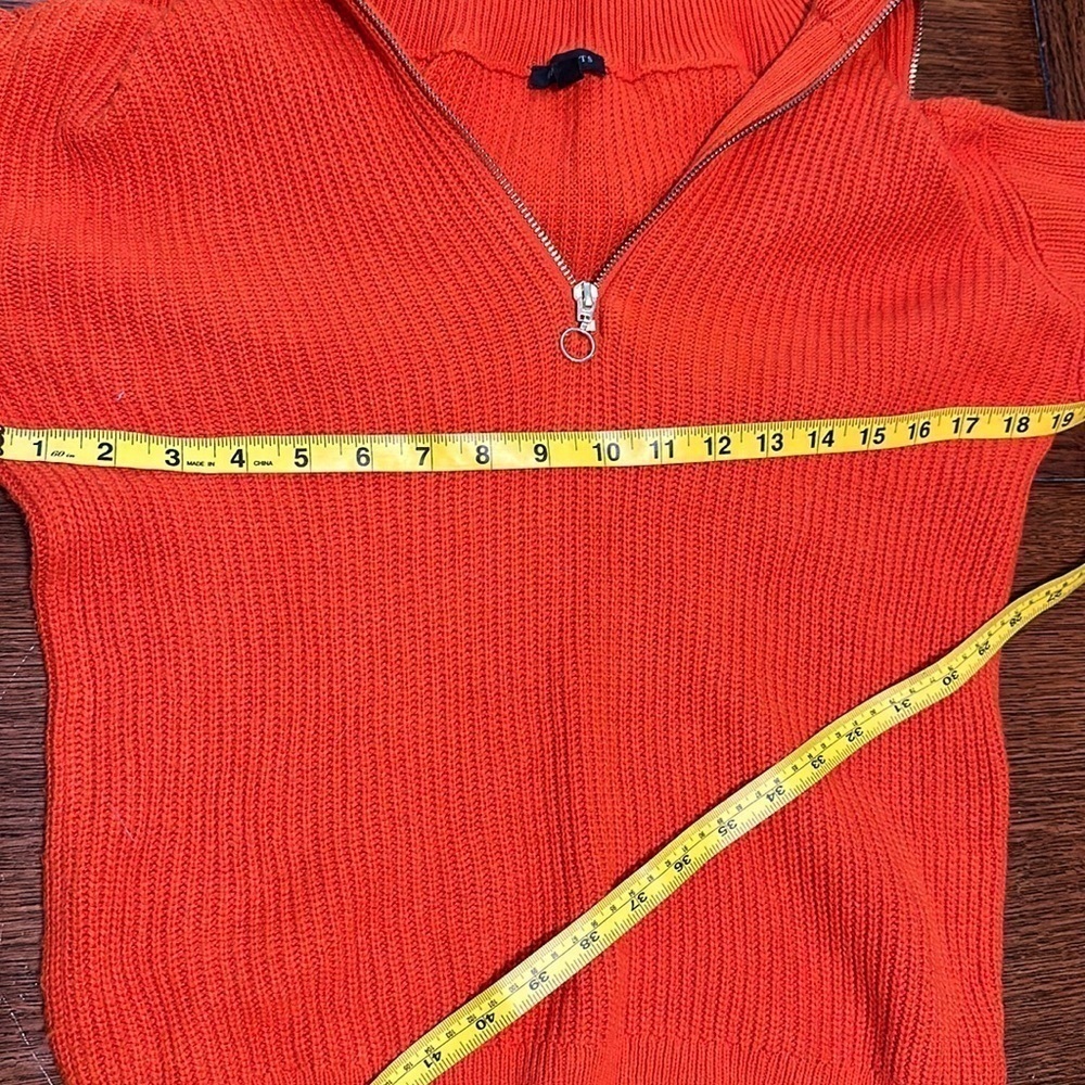 Talbots orange knit zip sweater size S - Picture 5 of 9